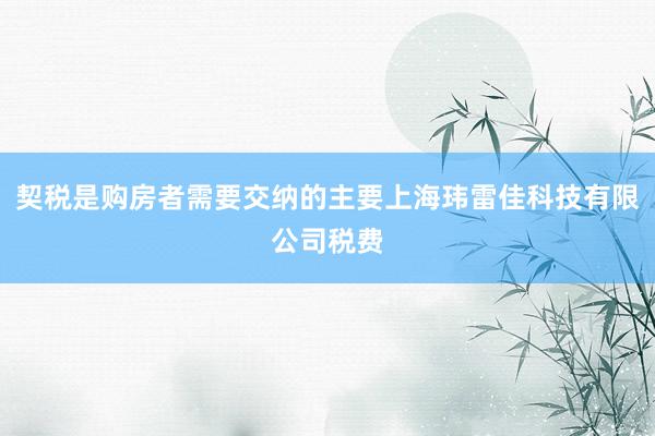 契税是购房者需要交纳的主要上海玮雷佳科技有限公司税费